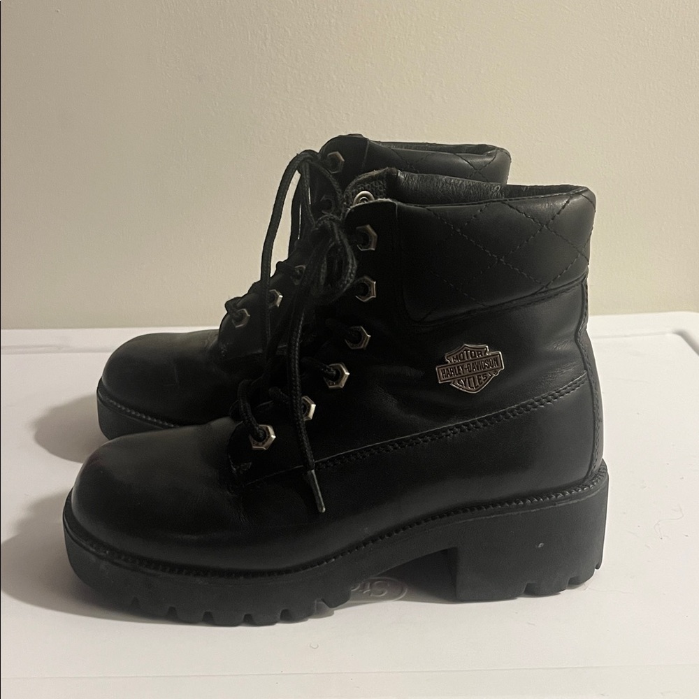 Black Lace-Up HARLEY DAVIDSON COMBAT BOOTS - Picture 5 of 7